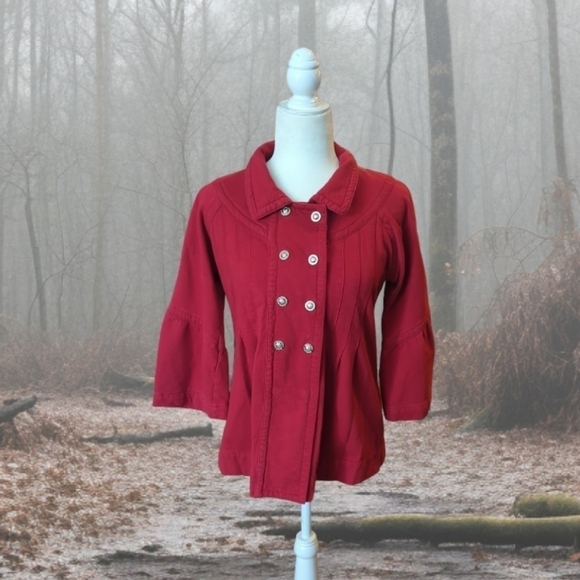 Twisted Hearts Y2K retro Cherry Girl red knit snap front  fleece jacket sz M - Picture 9 of 9